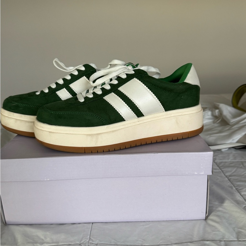 Madden Girl Green and White Sneakers